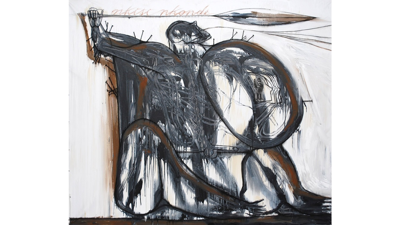 'Nkisi Nkonde' / Acrylic on Canvas / 72' x 85' / 2013<br>Copyright © José Bedia 2026